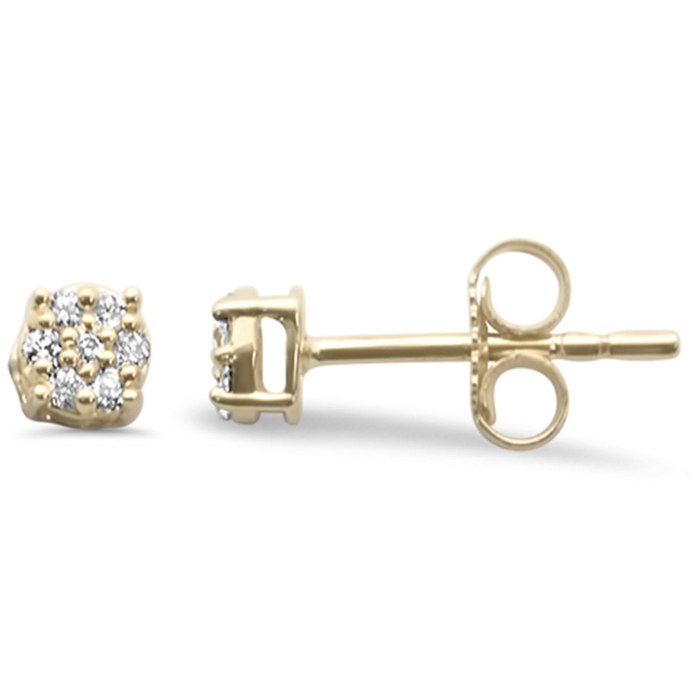 .10ct G SI 14K Yellow Gold Diamond FLOWER Stud Earrings