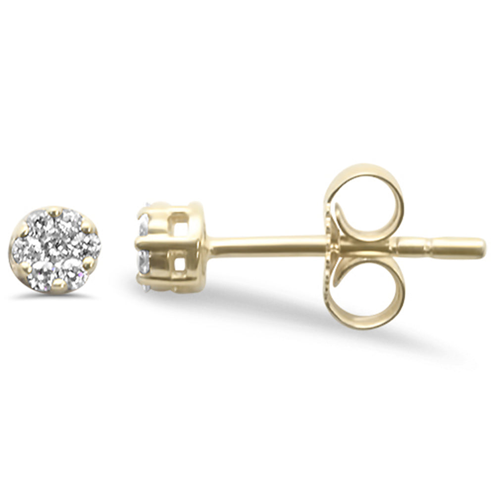 .11ct G SI 14K Yellow Gold Diamond Flower Stud EARRINGS