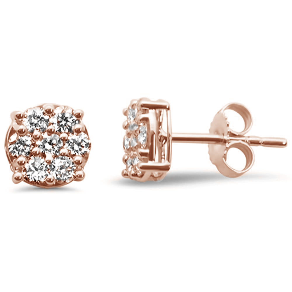 .61ct G SI 14K Rose Gold Diamond Flower Stud EARRINGS