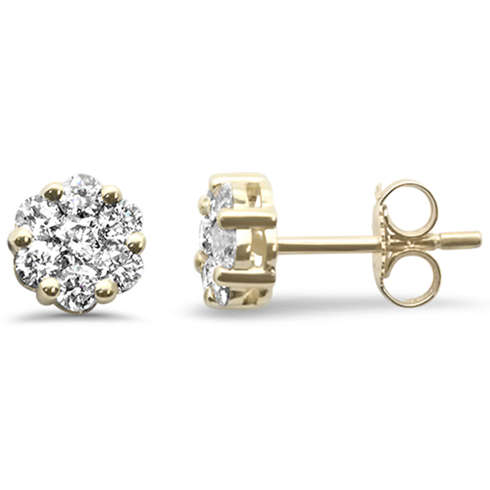 ''SPECIAL! .73ct G SI 14K Yellow GOLD Diamond Flower Stud Earrings''