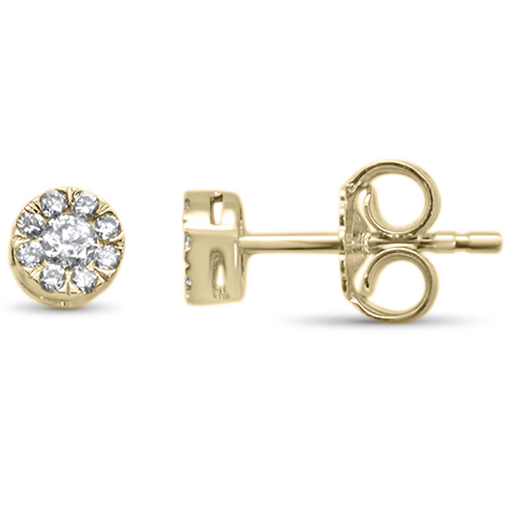 .20ct G SI 14K Yellow GOLD Diamond Flower Stud Earrings