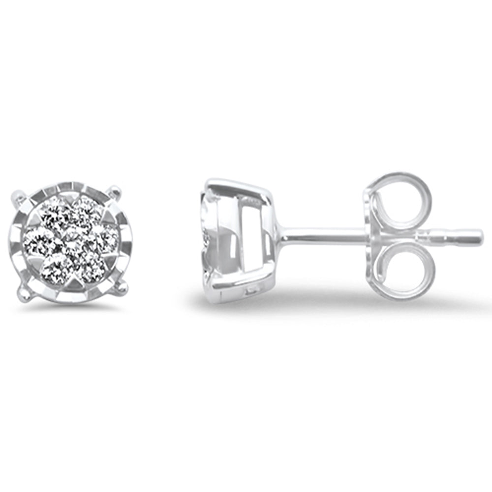 .20ct G SI 14K White Gold DIAMOND Flower Stud Earrings