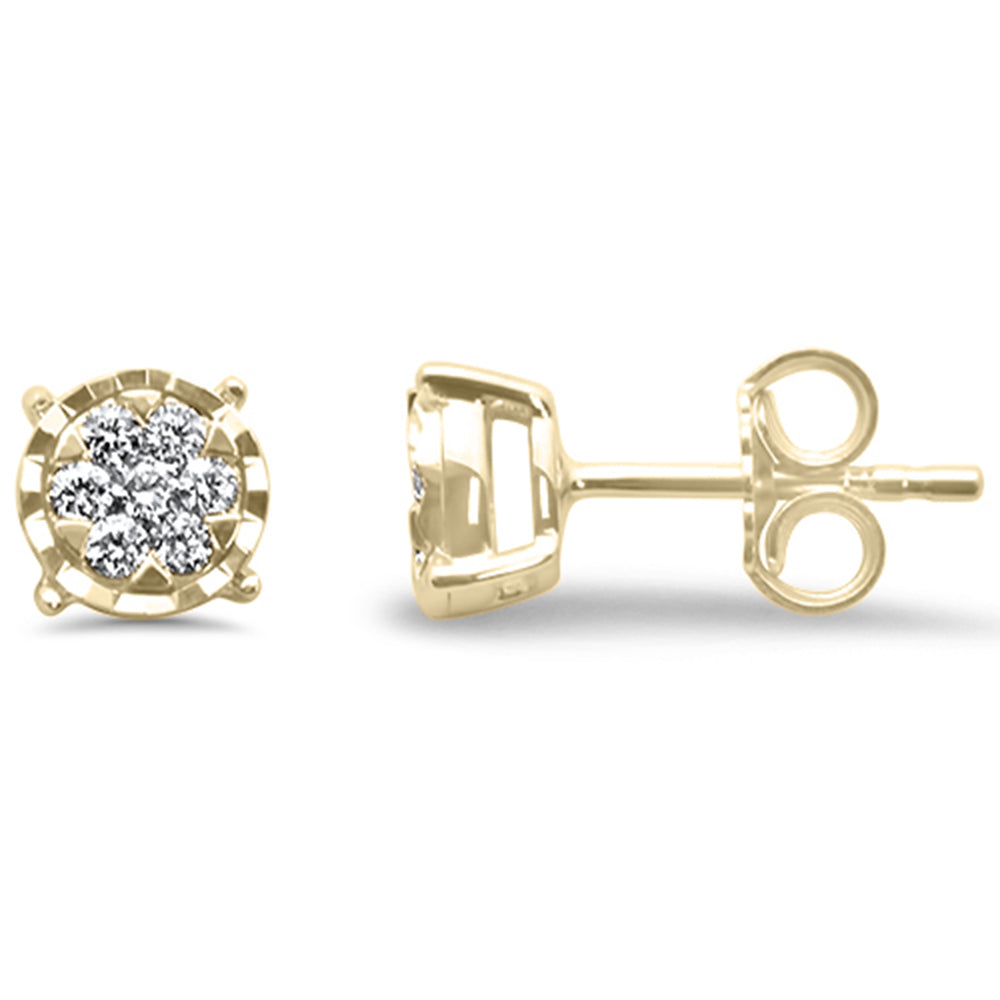 .20ct G SI 14K Yellow Gold Diamond FLOWER Stud Earrings