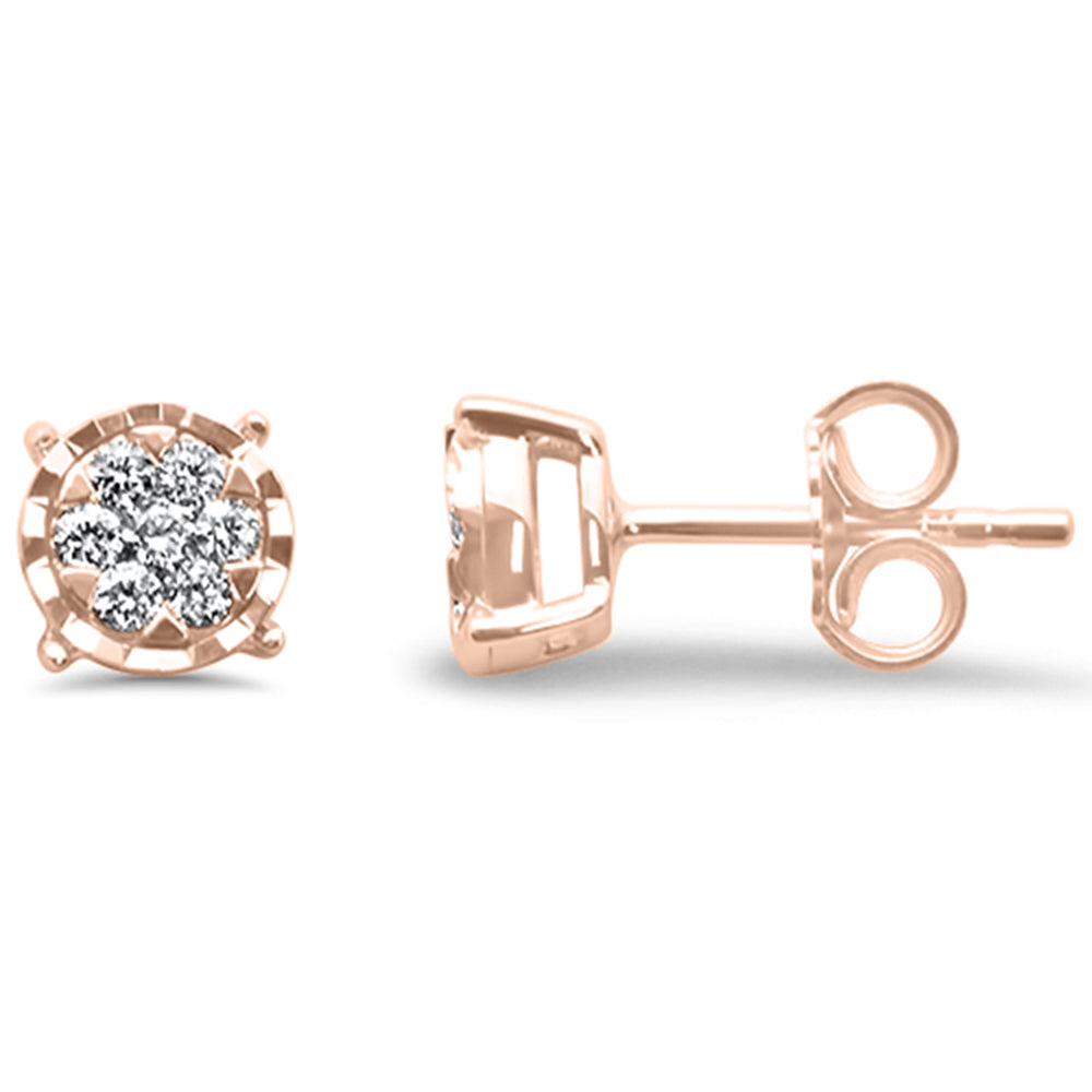 .20ct G SI 14K Rose Gold Diamond Flower Stud EARRINGS