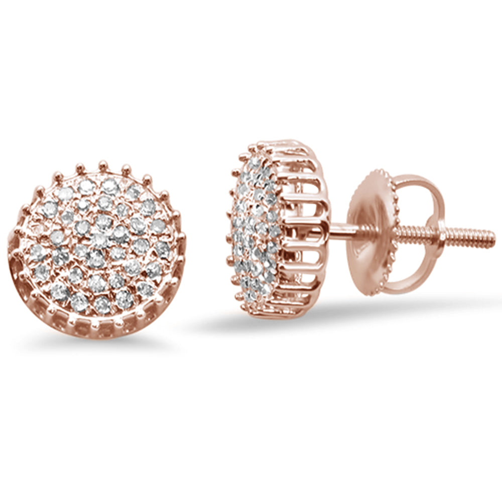 .16CT G SI 10K Rose GOLD Diamond Micro Pave Stud Earrings