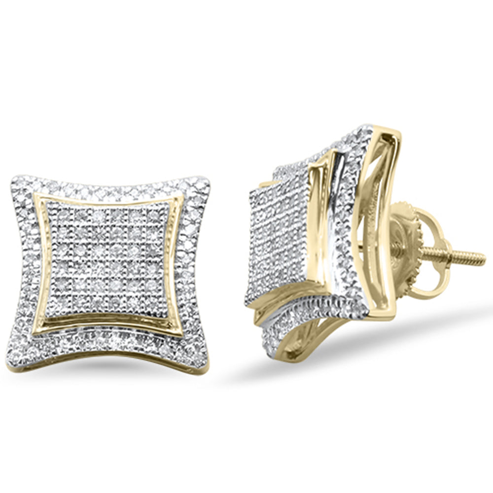 ''SPECIAL! .41CT G SI 10K Yellow Gold Diamond Square Micro Pave Stud EARRINGS''