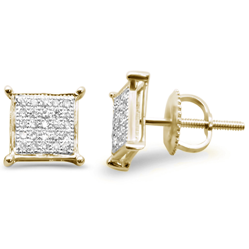 ''SPECIAL! .16ct G SI 10K Yellow Gold DIAMOND Square Micro Pave Earrings''