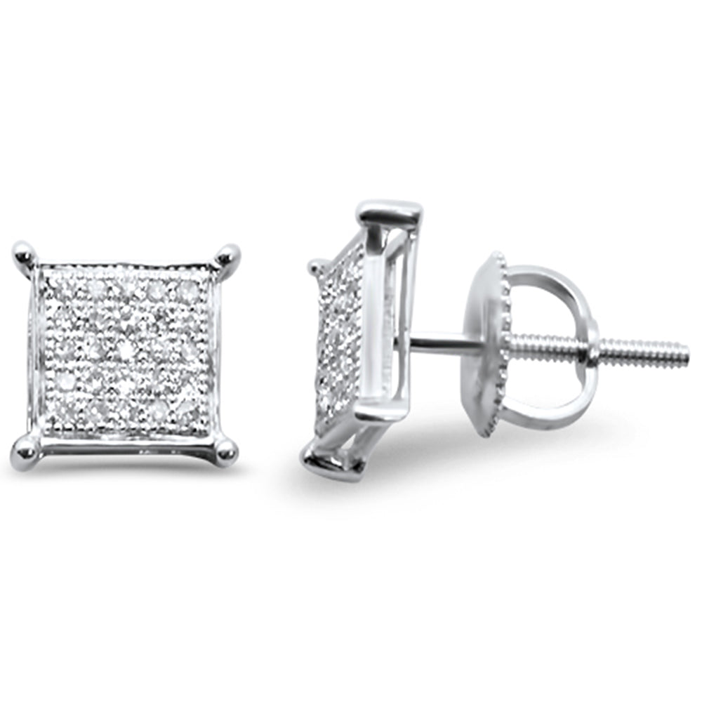 ''SPECIAL! .15ct G SI 10K White Gold DIAMOND Square Micro Pave Earrings''