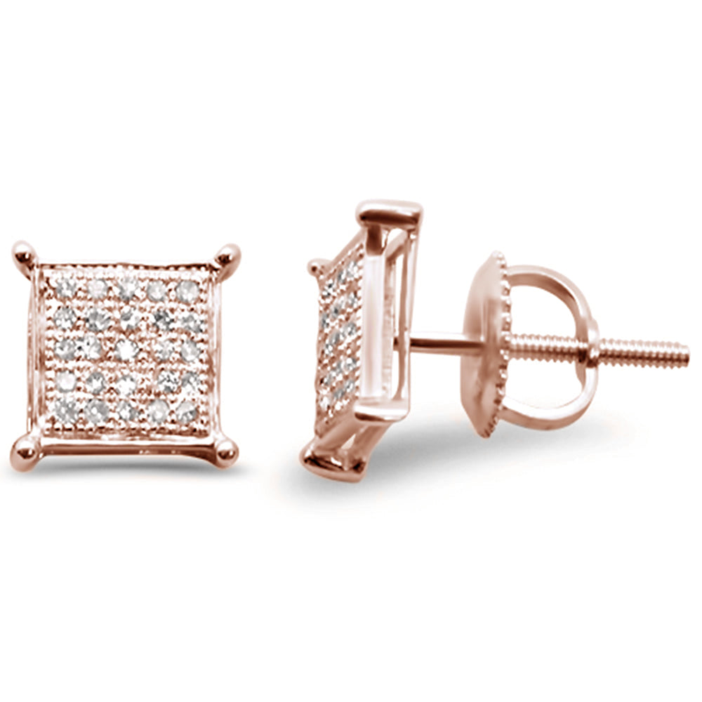 ''SPECIAL! .15ct G SI 10K Rose GOLD Diamond Square Micro Pave Earrings''