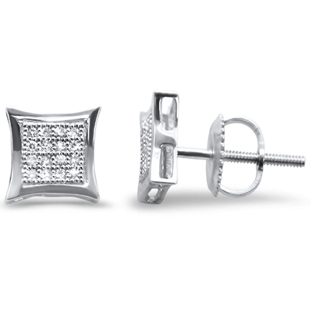 .12ct G SI 10K White Gold Diamond Square Micro Pave EARRINGS