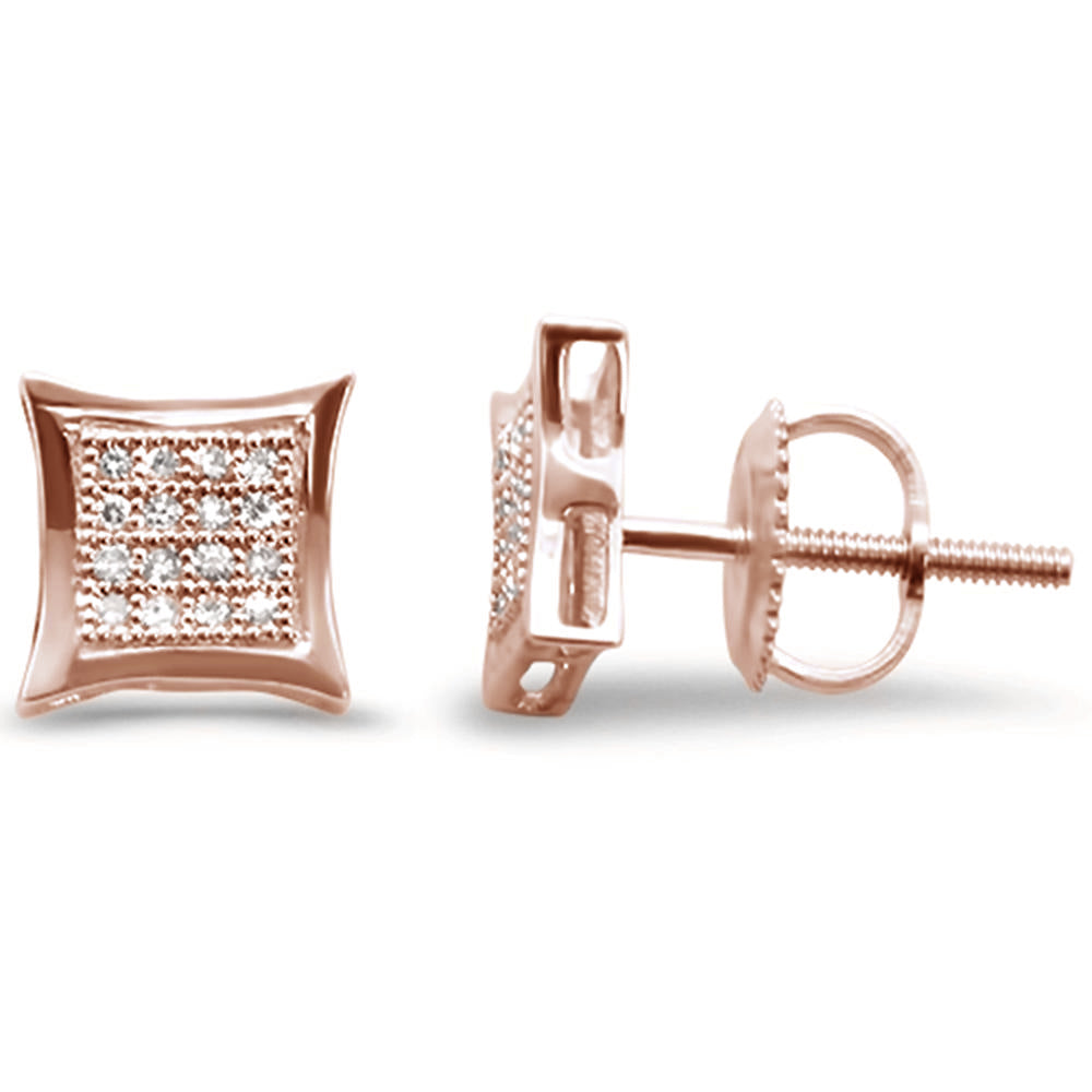 .10ct G SI 10K Rose Gold DIAMOND Square Micro Pave Earrings