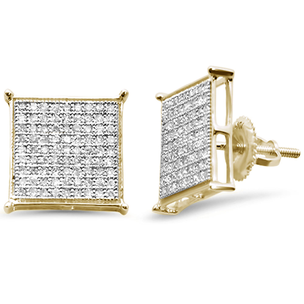 ''SPECIAL! .52ct G SI 10K Yellow Gold DIAMOND Square Micro Pave Earrings''