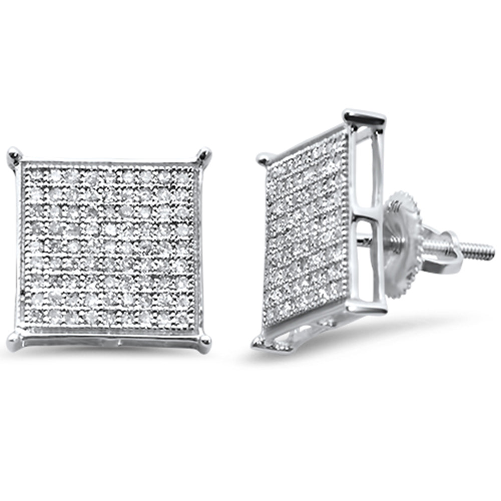 ''SPECIAL! .50ct G SI 10K White GOLD Diamond Square Micro Pave Earrings''