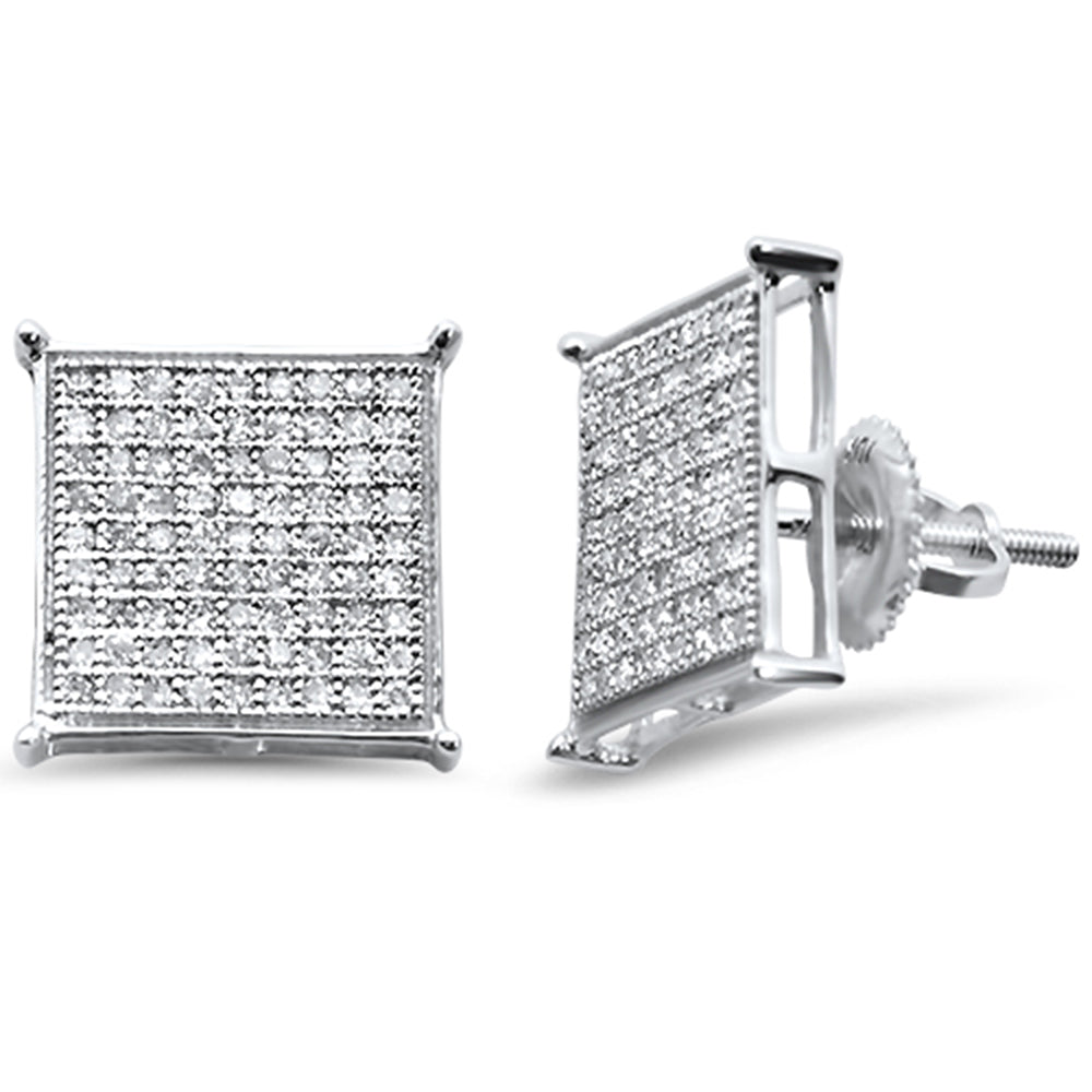 ''SPECIAL! .50ct G SI 10K White Gold Diamond Square Micro Pave EARRINGS''