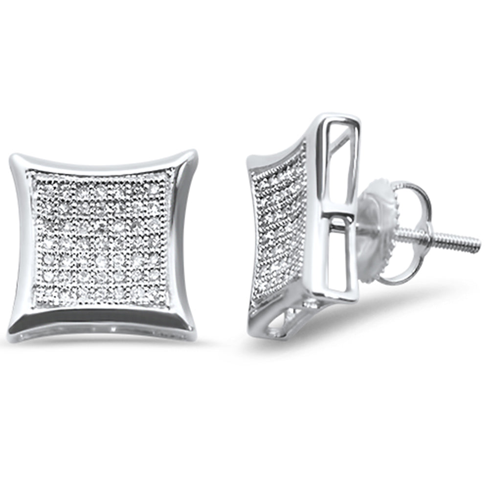 .29ct G SI 10K White Gold Diamond Square Micro Pave EARRINGS