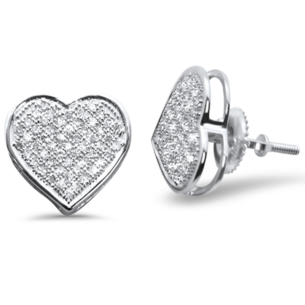 .36ct G SI 10K White Gold Diamond Heart Shaped Micro Pave EARRINGS