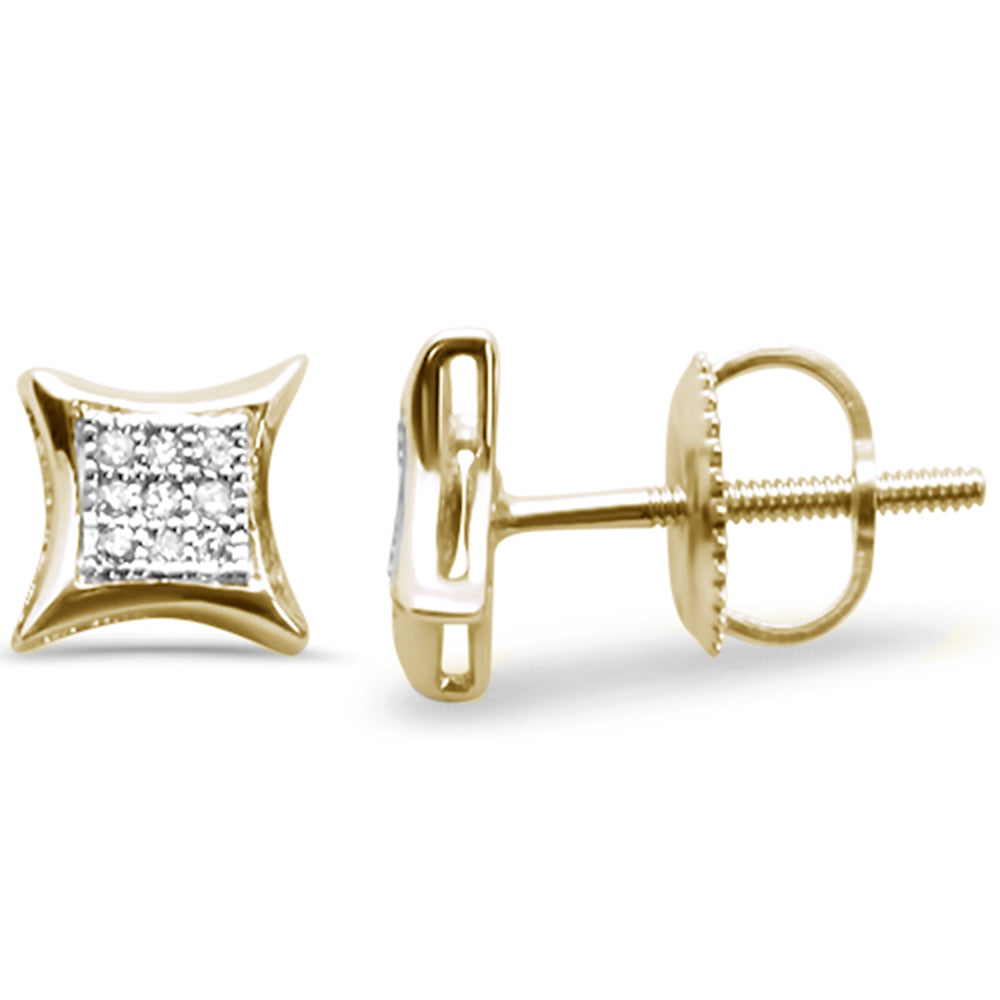 .06ct G SI 10K Yellow Gold DIAMOND Square Micro Pave Earrings