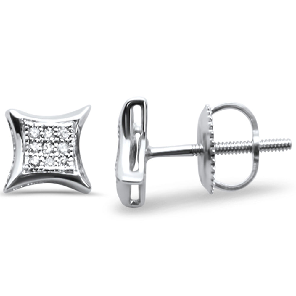 .06ct G SI 10K White Gold Diamond Square Micro Pave EARRINGS