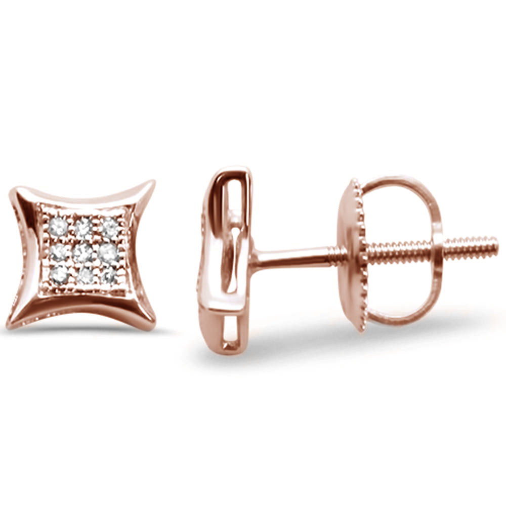 .06ct G SI 10K Rose GOLD Diamond Square Micro Pave Earrings