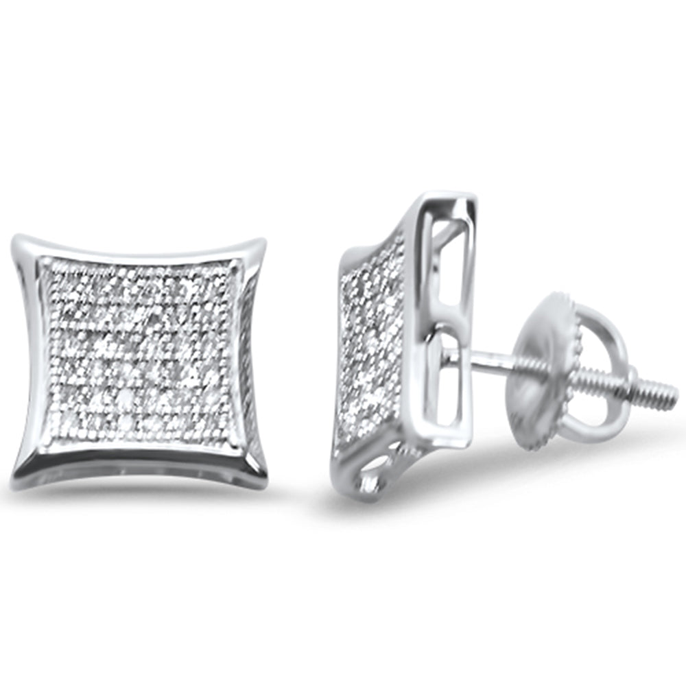 .24ct G SI 10K White Gold Diamond Square Micro Pave EARRINGS