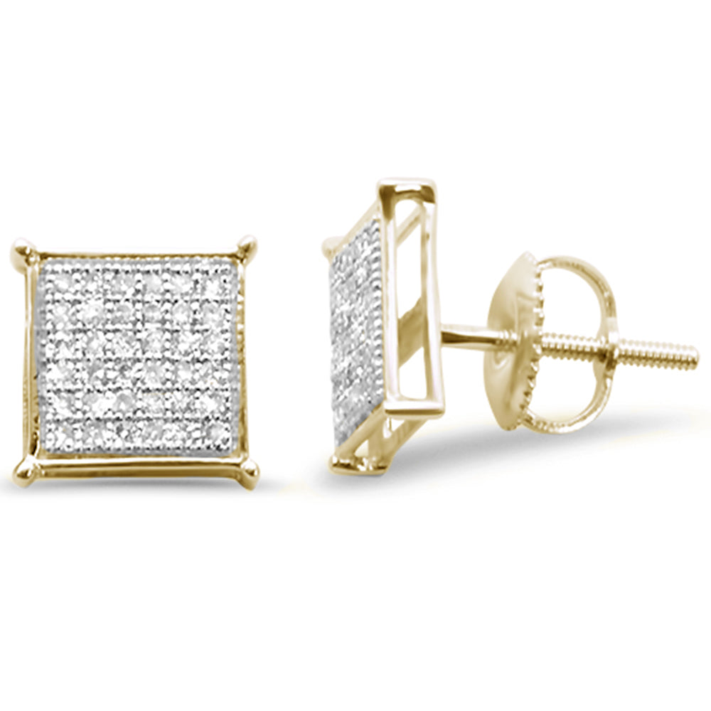 .27ct G SI 10K Yellow Gold DIAMOND Square Micro Pave Earrings