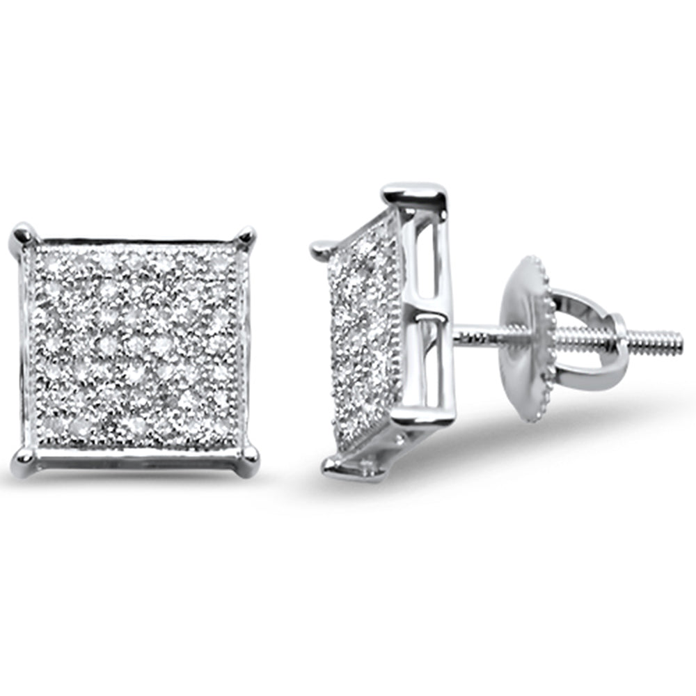 .34ct G SI 10K White Gold Diamond Square Micro Pave EARRINGS