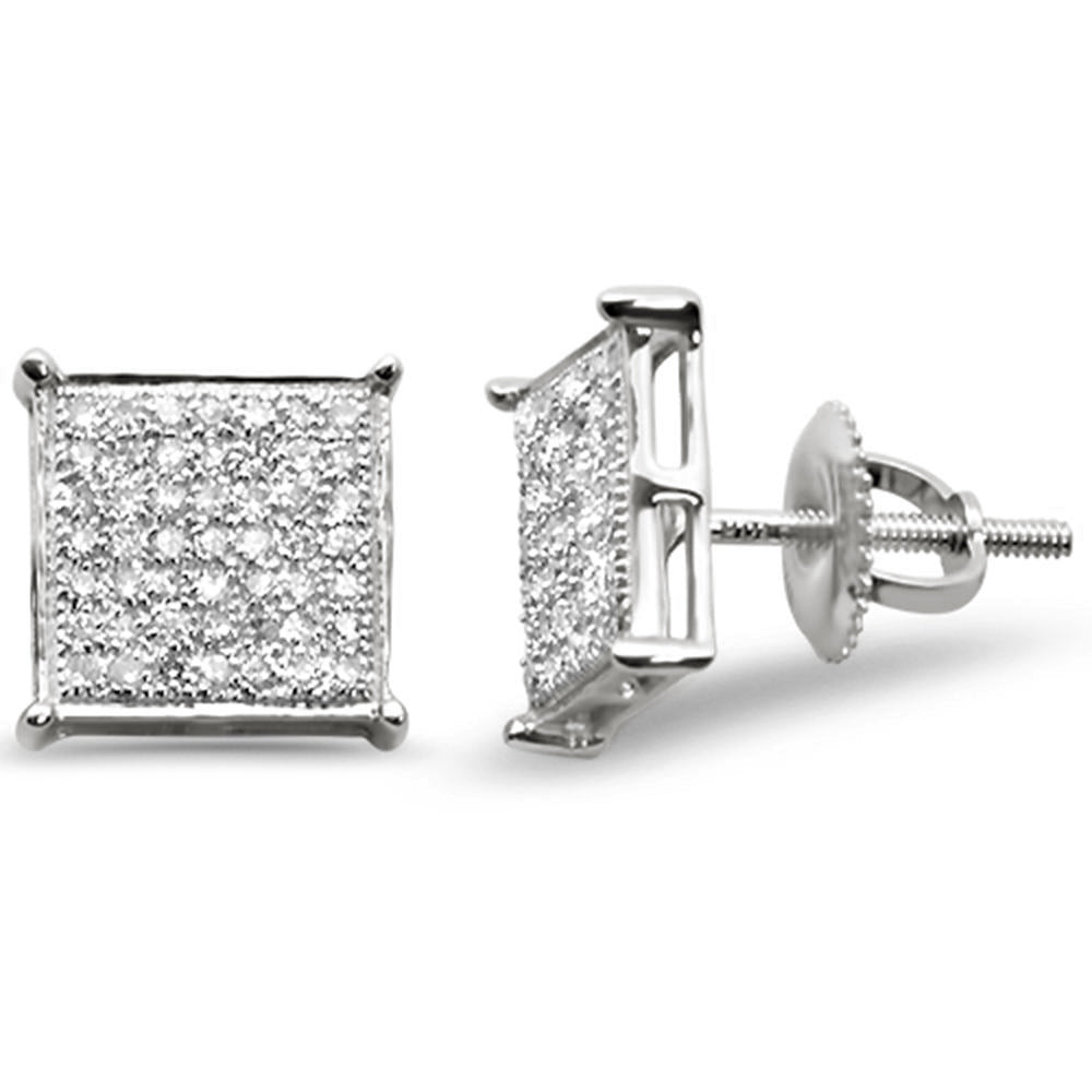 ''SPECIAL! .33CT G SI 10KT White GOLD Diamond Square Micro Pave Stud Earrings''