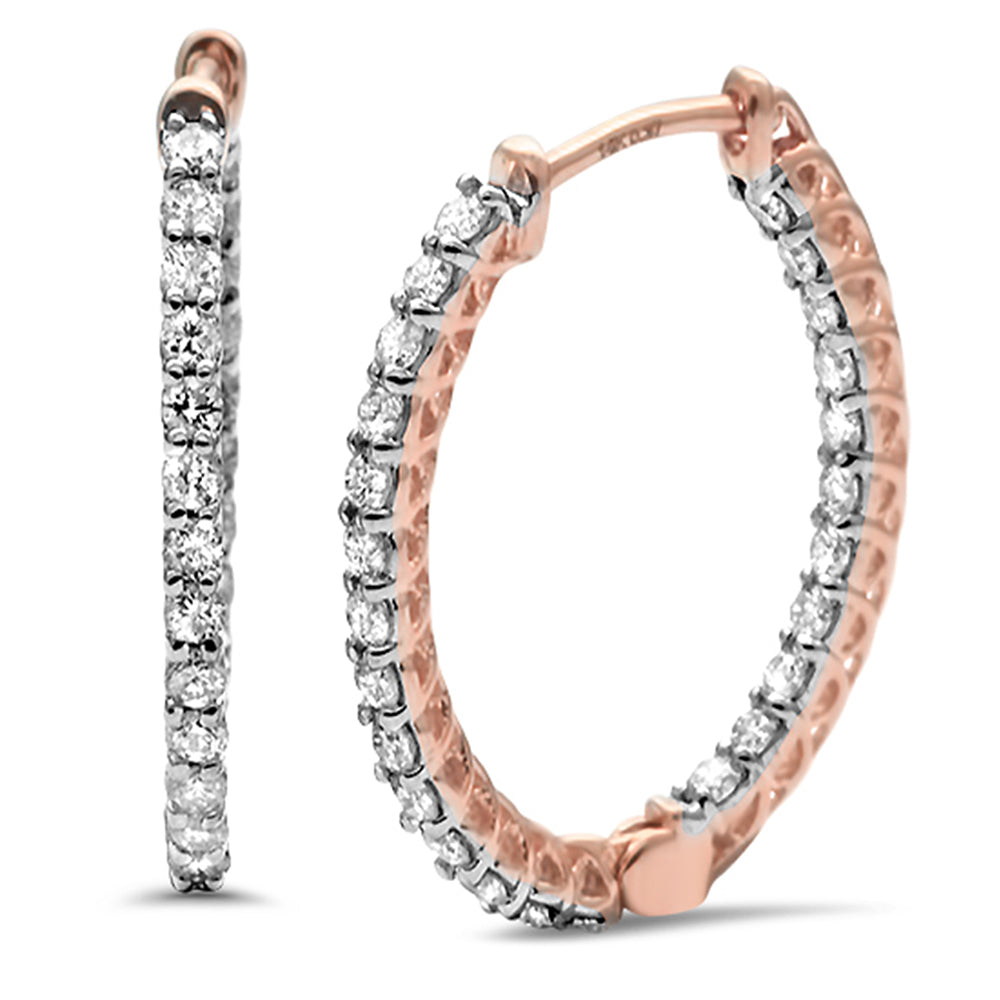 ''SPECIAL! .74ct G SI 14K Rose Gold Diamond Oval Shaped Hoop EARRINGS''
