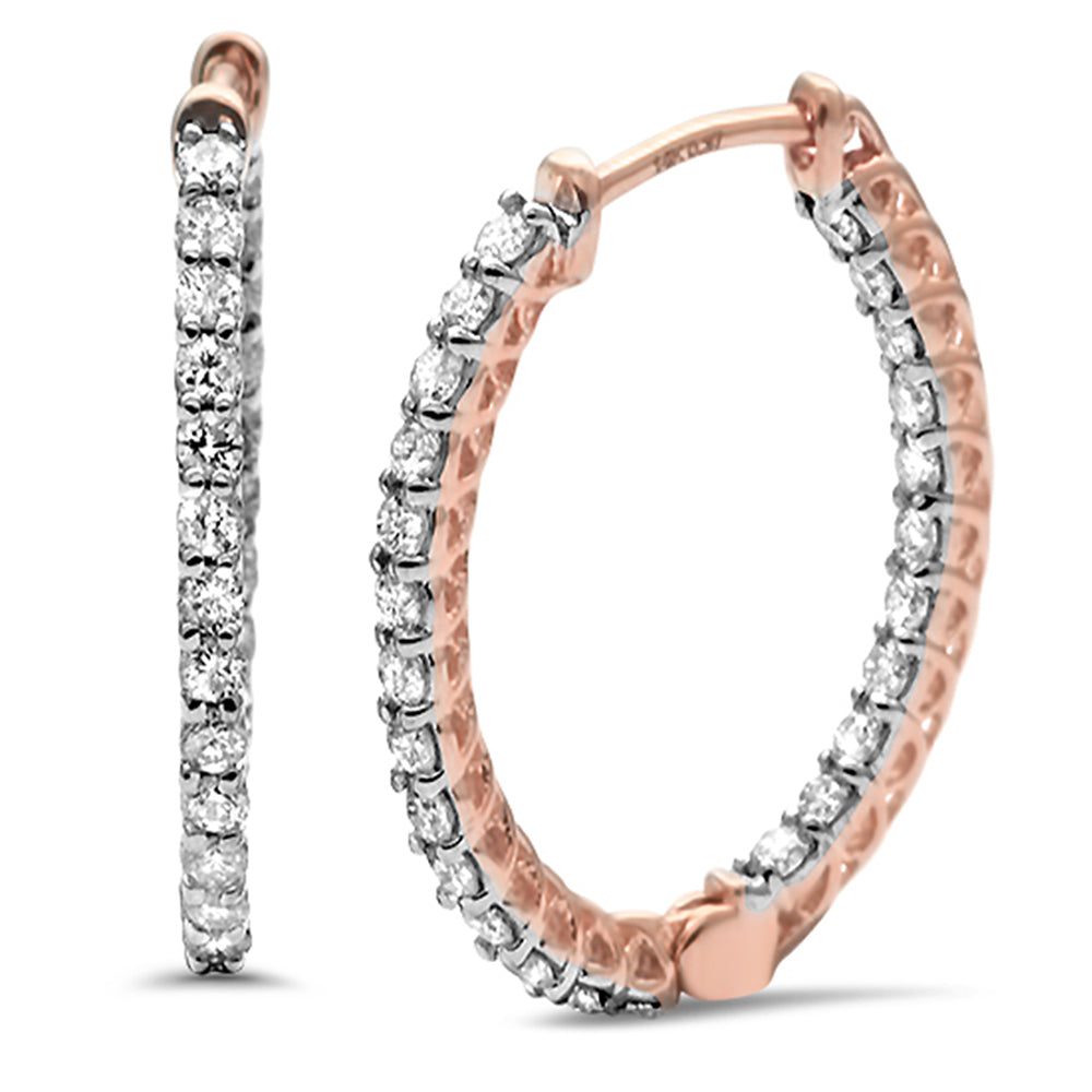 ''SPECIAL! .74ct G SI 14K Rose Gold DIAMOND Oval Shaped Hoop Earrings''