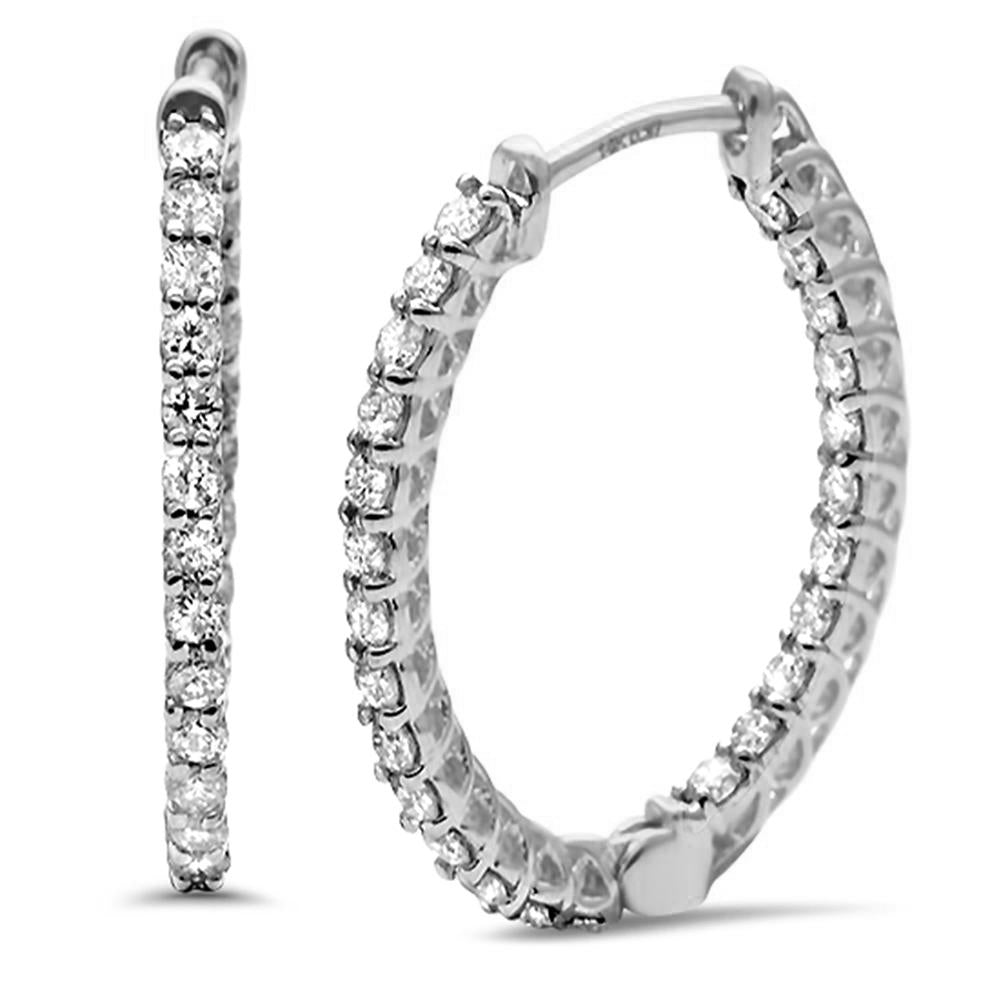 ''SPECIAL! .74ct G SI 14K White GOLD Diamond Oval Shaped Hoop Earrings''