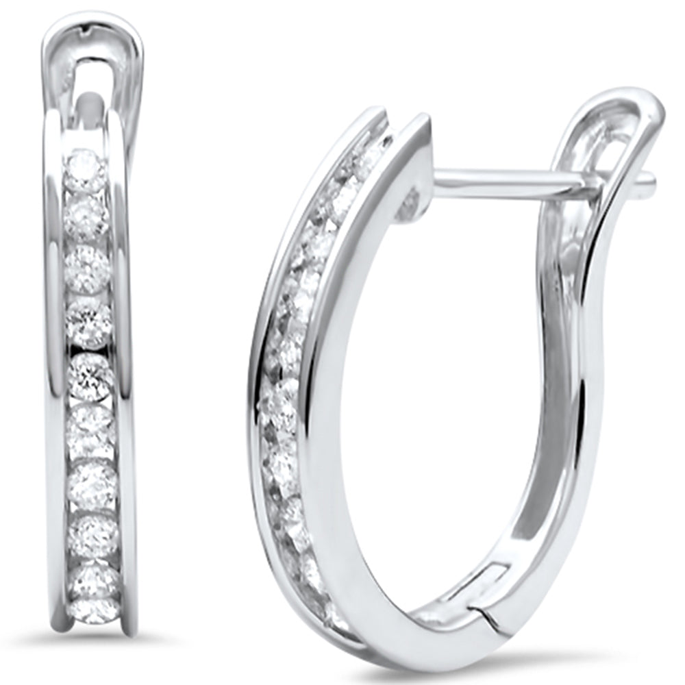 .27ct G SI 14K White GOLD Diamond Hoop Earrings