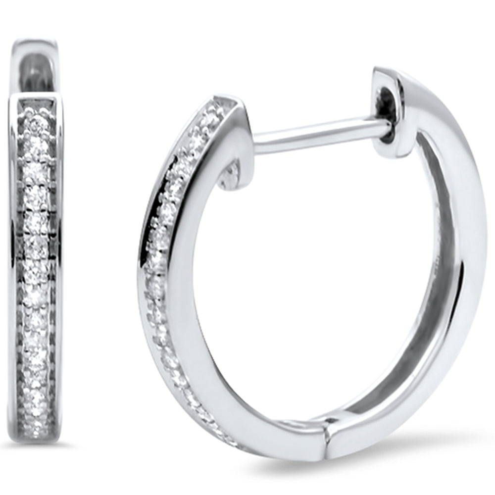 .10ct G SI 14K White Gold Diamond Hoop EARRINGS