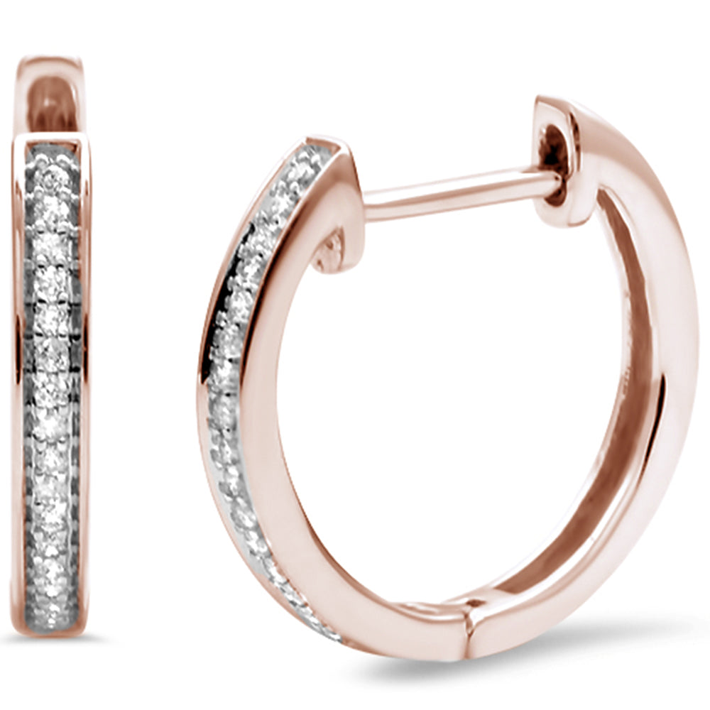 .11ct G SI 14K Rose Gold DIAMOND Hoop Earrings