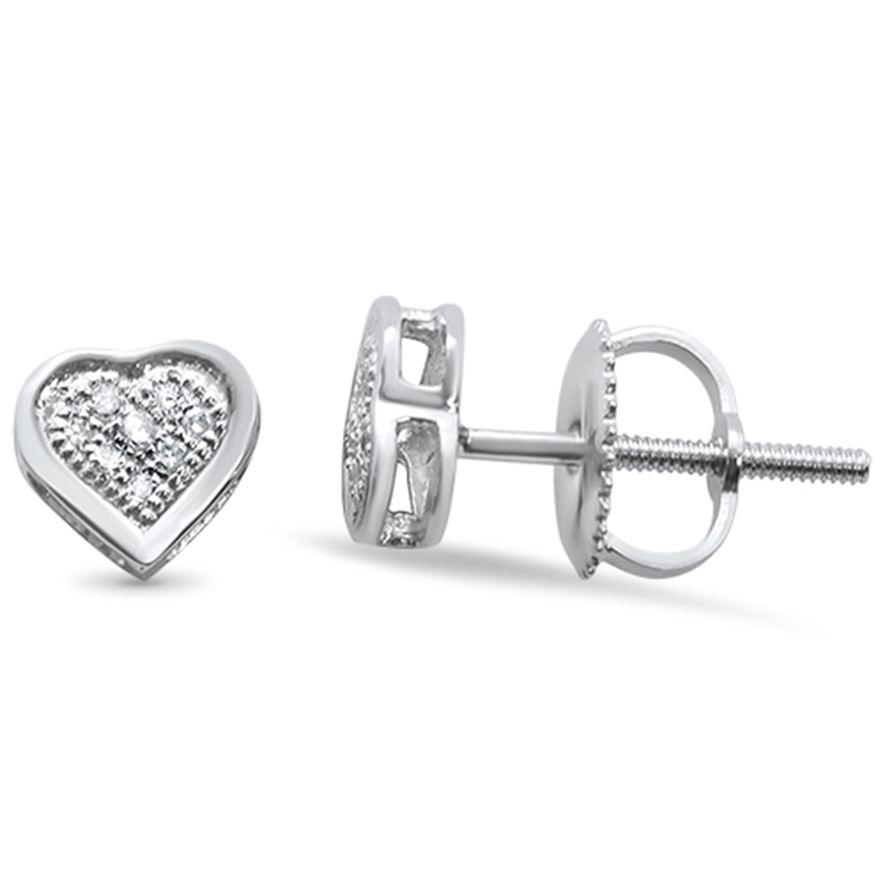 .05ct G SI 10K White Gold DIAMOND Heart Earrings