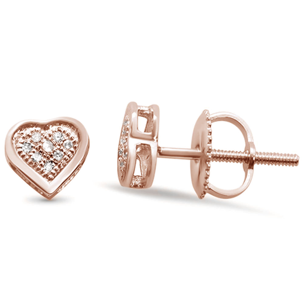 .05ct G SI 10K Rose Gold Diamond Heart EARRINGS