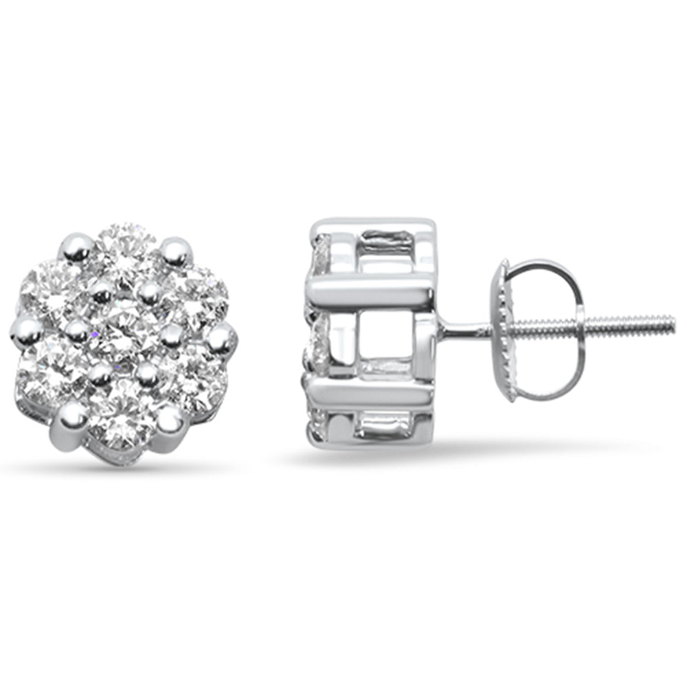 ''SPECIAL! 1.99ct F SI 14K White Gold DIAMOND Flower Earrings''