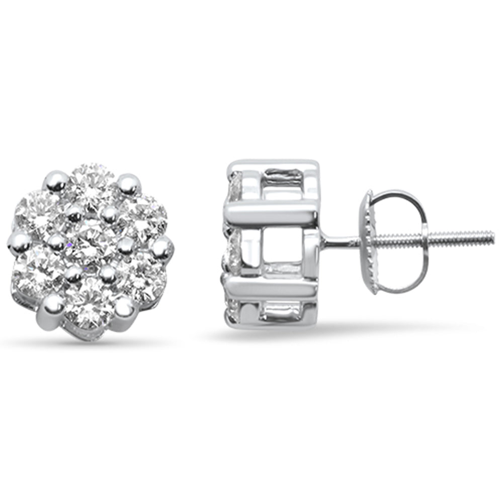 ''SPECIAL! 1.99ct F SI 14K White Gold Diamond FLOWER Earrings''