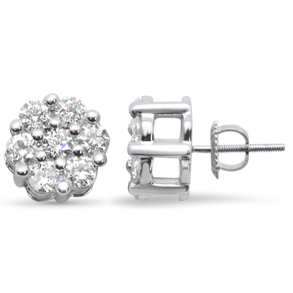 ''SPECIAL! 1.47ct F SI 14K White Gold Diamond FLOWER Earrings''