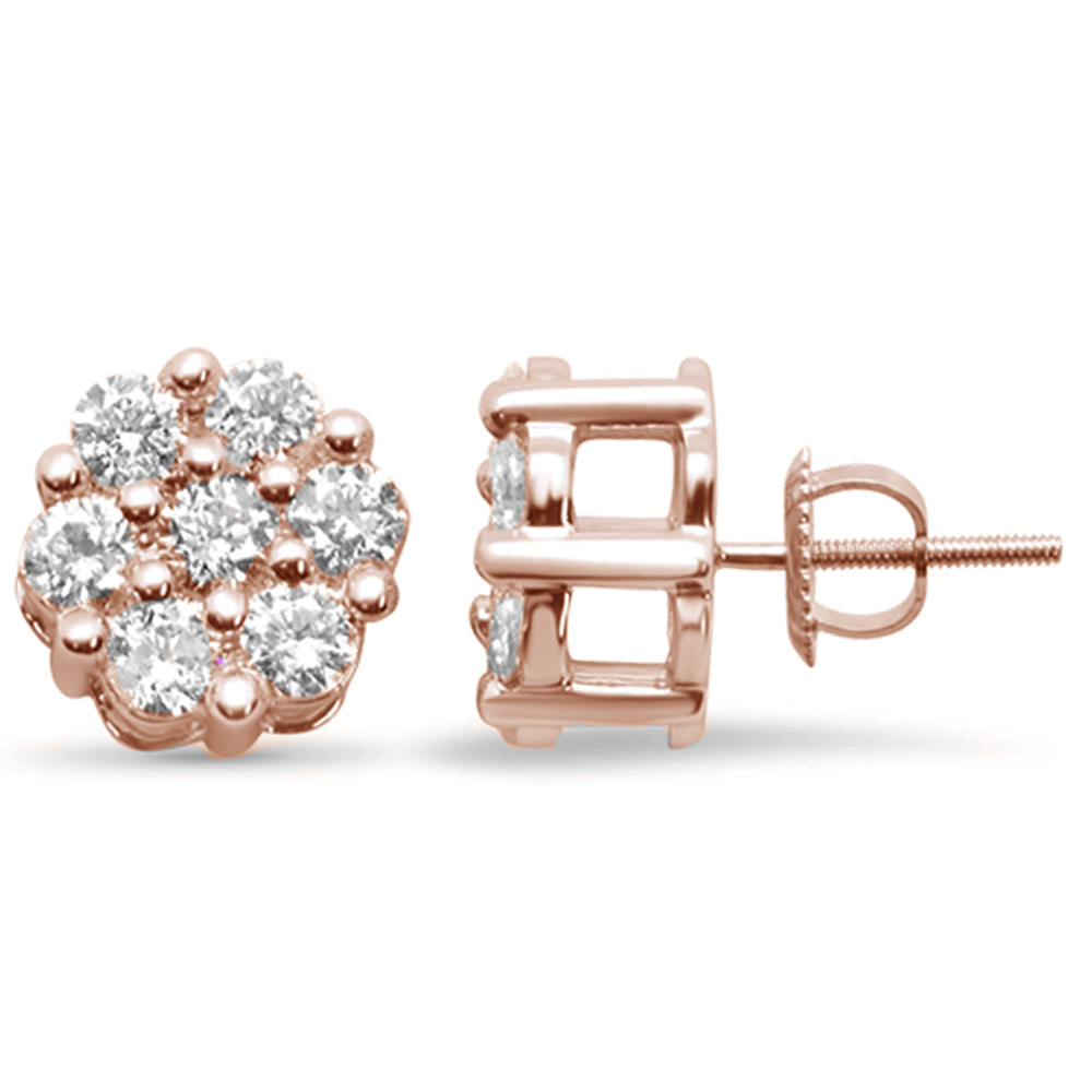 ''SPECIAL! 1.55ct G SI 14K Rose Gold DIAMOND Flower Earrings''