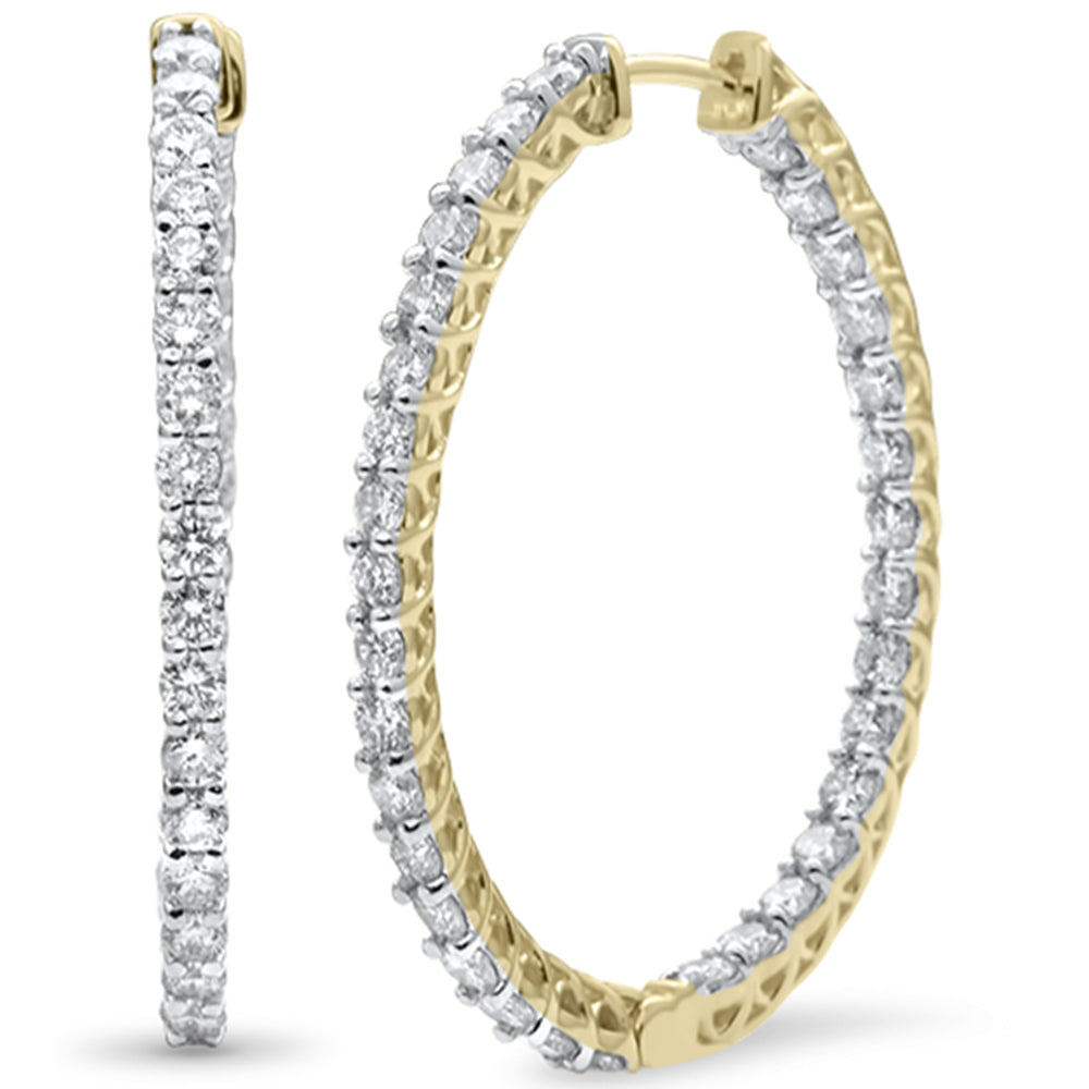 ''SPECIAL! 3.00CT G SI 14K Yellow GOLD Diamond Round Diamond Hoop Earrings''