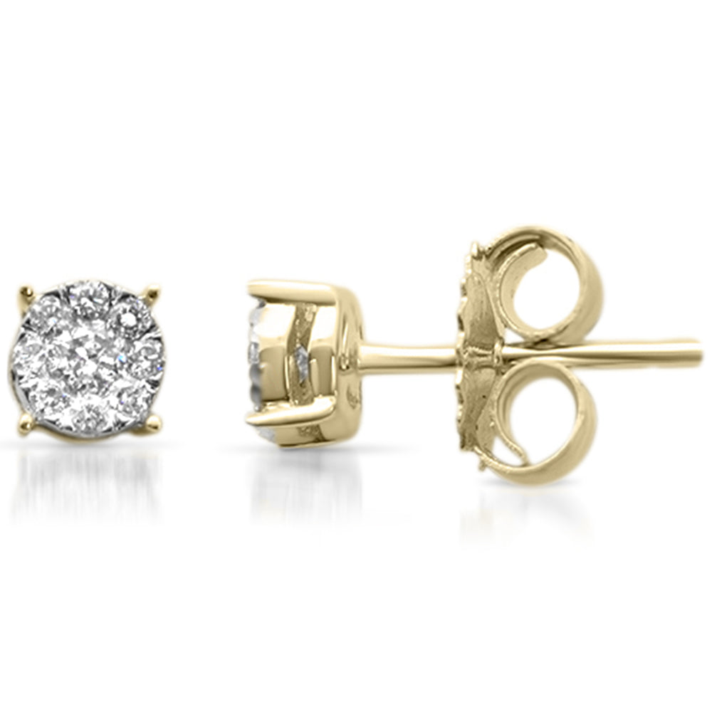 .23ct G SI 10K Yellow Gold Diamond Cluster FLOWER Earrings