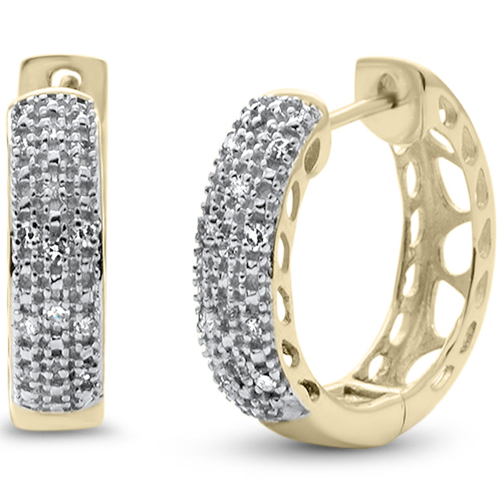 .09ct G SI 10K Yellow Gold DIAMOND Hoop Huggie Earrings