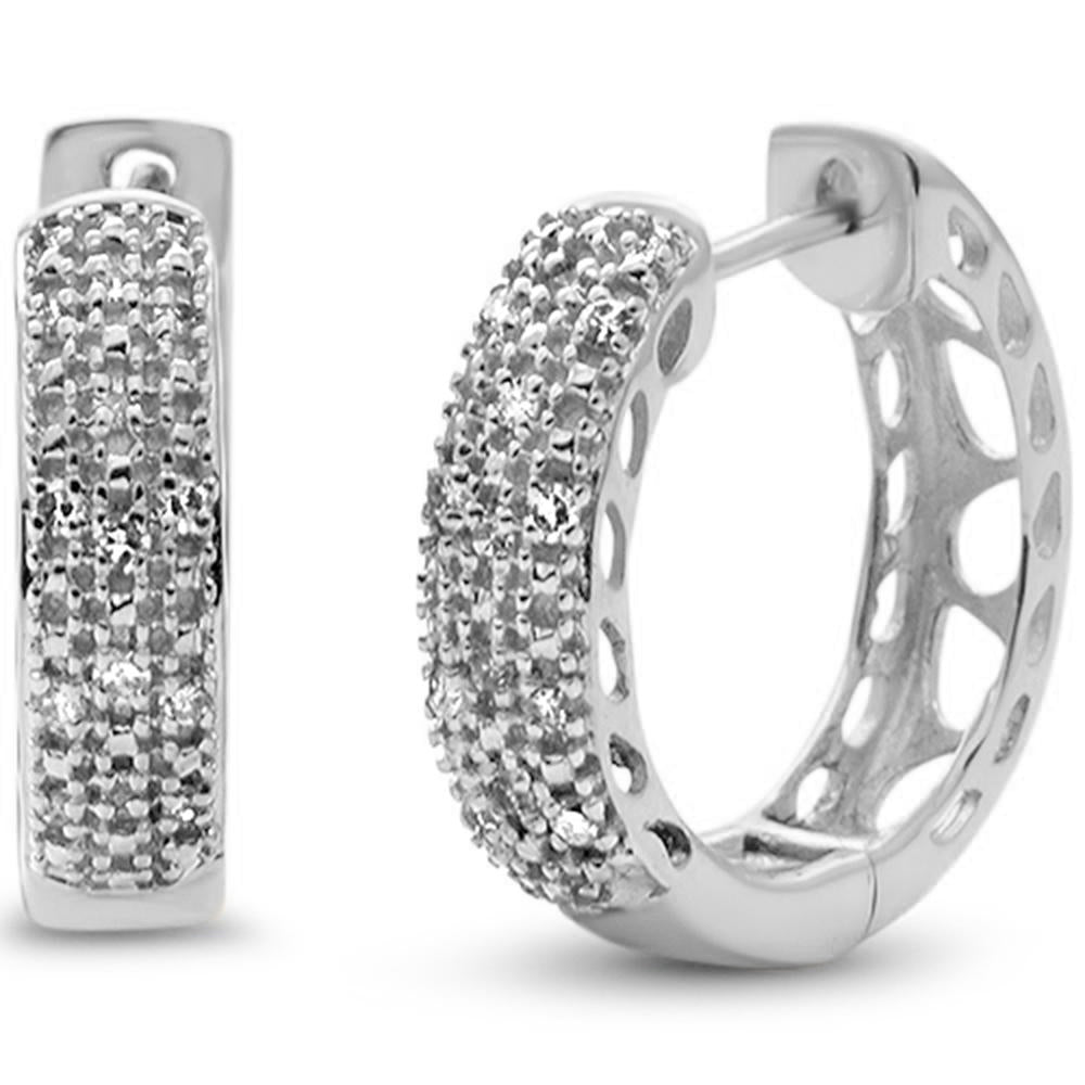 .09ct G SI 10K White Gold Diamond HOOP Huggie EARRINGS