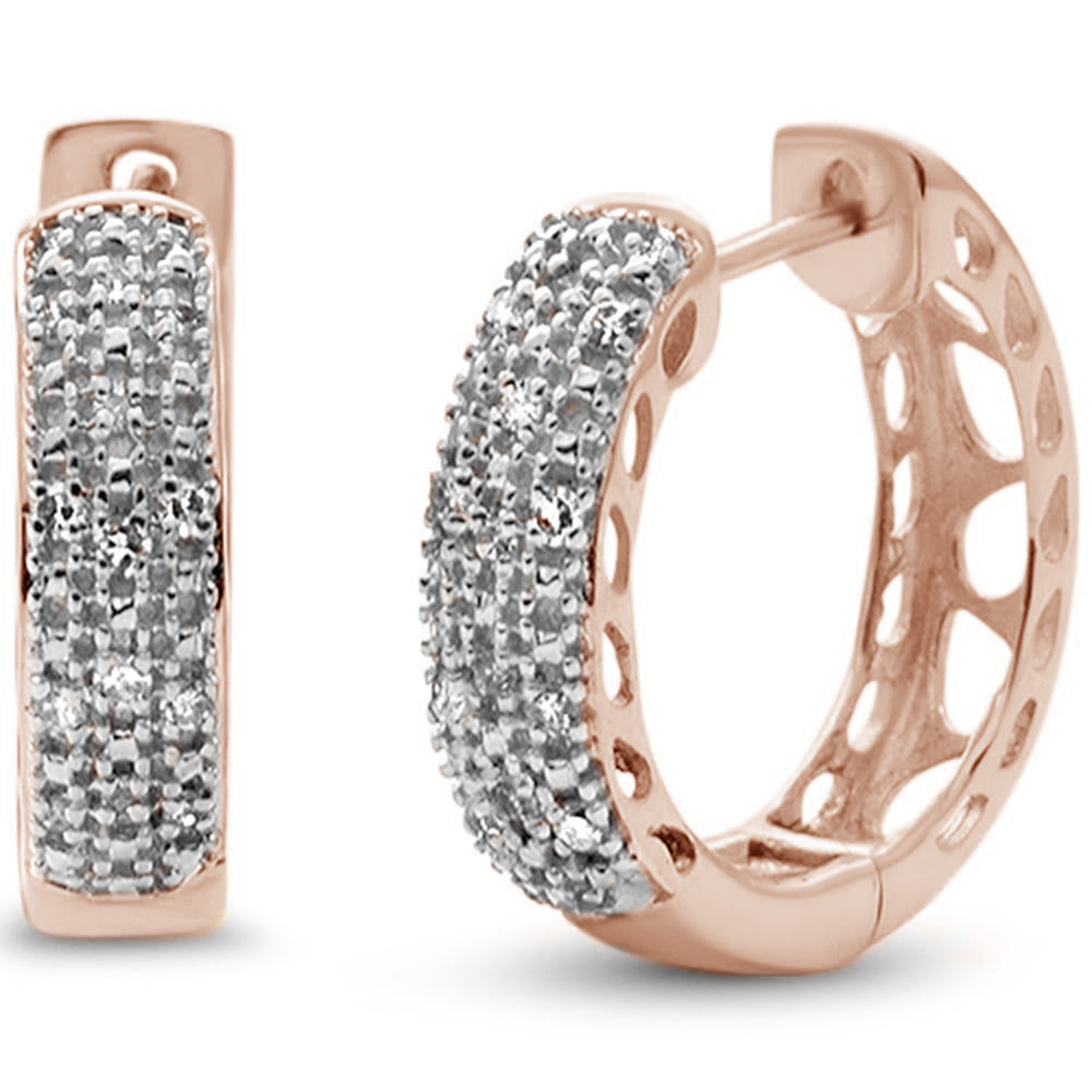 .10ct G SI 10K Rose Gold Diamond HOOP Huggie EARRINGS