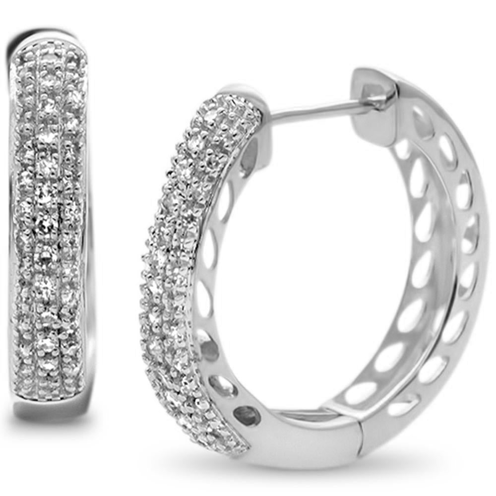 .26ct G SI 10K White GOLD Diamond Hoop Earrings