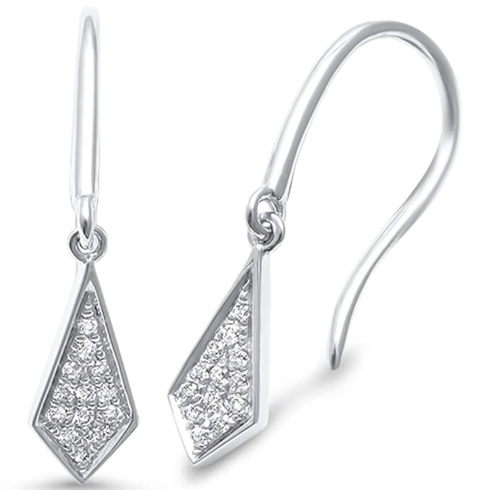 .09ct G SI 14K White GOLD Diamond Drop Dangle Earrings