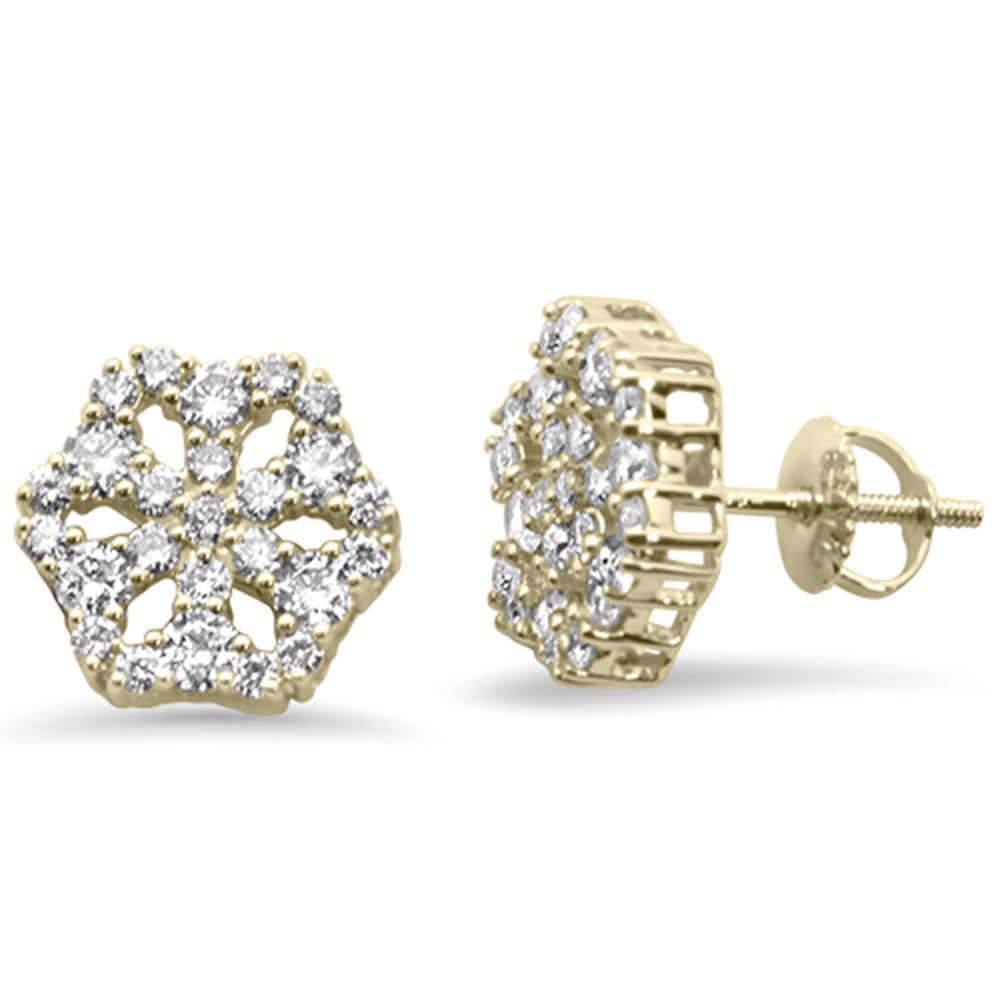 ''SPECIAL! .97ct G SI 14K Yellow Gold DIAMOND Snowflake Cluster Stud Earrings''