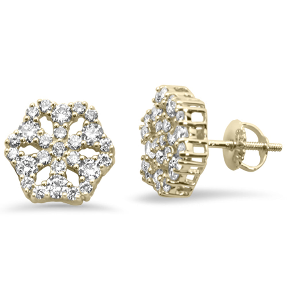 ''SPECIAL! .97ct G SI 14K Yellow Gold Diamond Snowflake Cluster Stud EARRINGS''