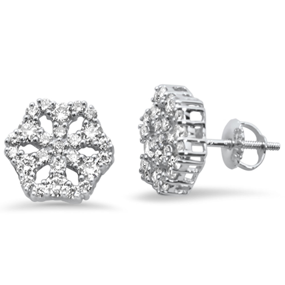 ''SPECIAL! .98ct G SI 14K White GOLD Diamond Snowflake Cluster Stud Earrings''