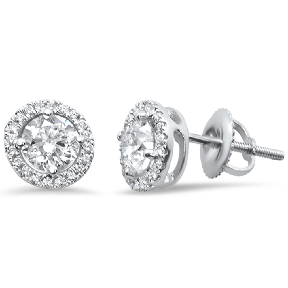 ''SPECIAL! 1.17ct 2 Round 1.01ct 14K White Gold Diamond Halo STUD EARRINGS''